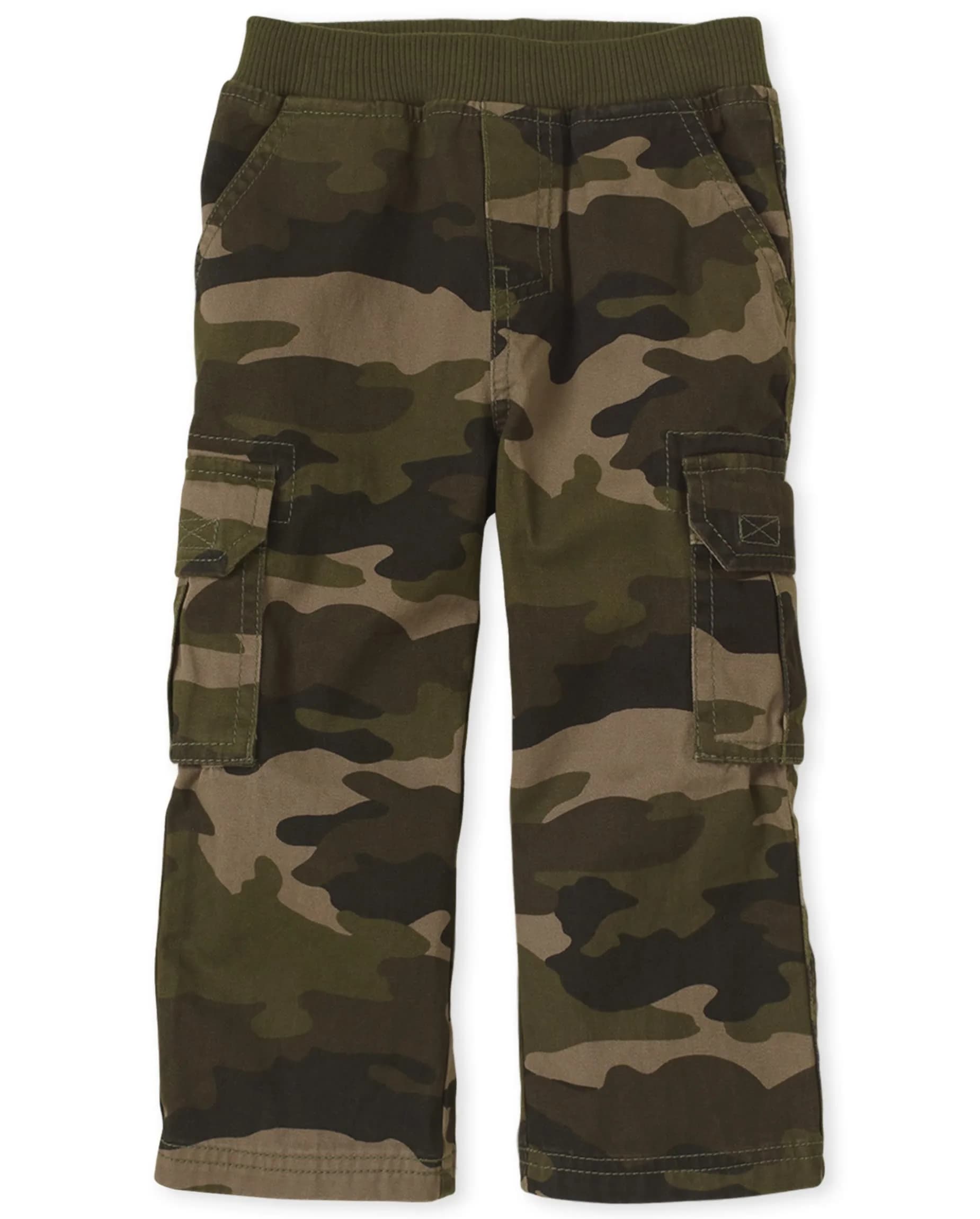 The Children's Place Baby Boys Cargo Pants Olive Camo 18-24 Months | Durable Cotton Twill
