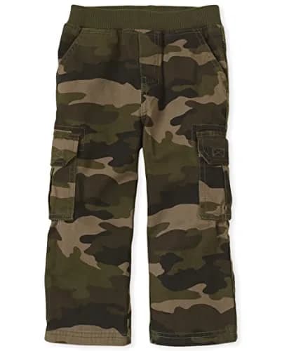 The Children's Place Baby Boys Cargo Pants Olive Camo 18-24 Months | Durable Cotton Twill thumbnail 1