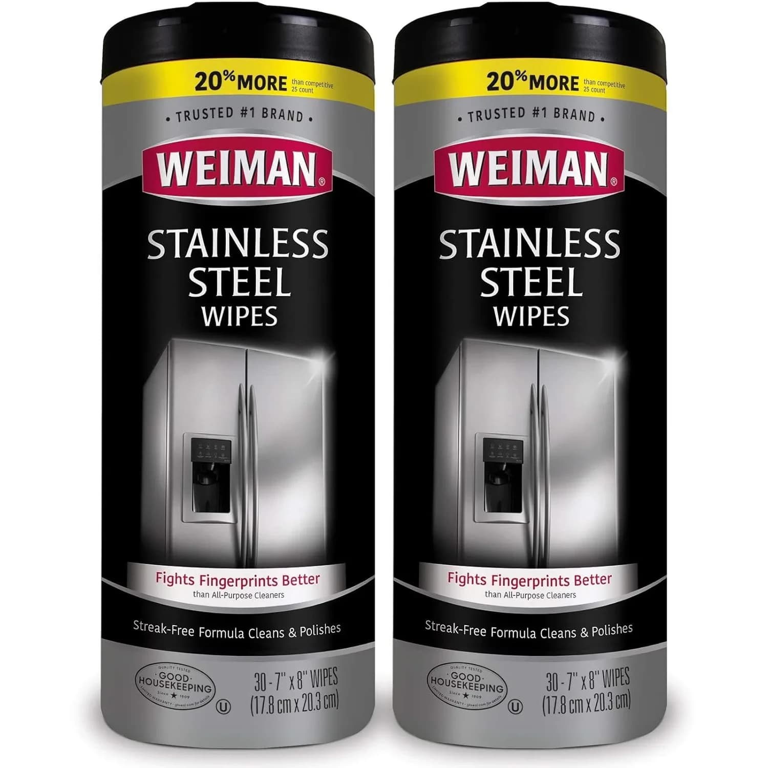 Weiman Stainless Steel Cleaner Wipes (120 Count) | pH Neutral Formula for Appliances — Fresh
