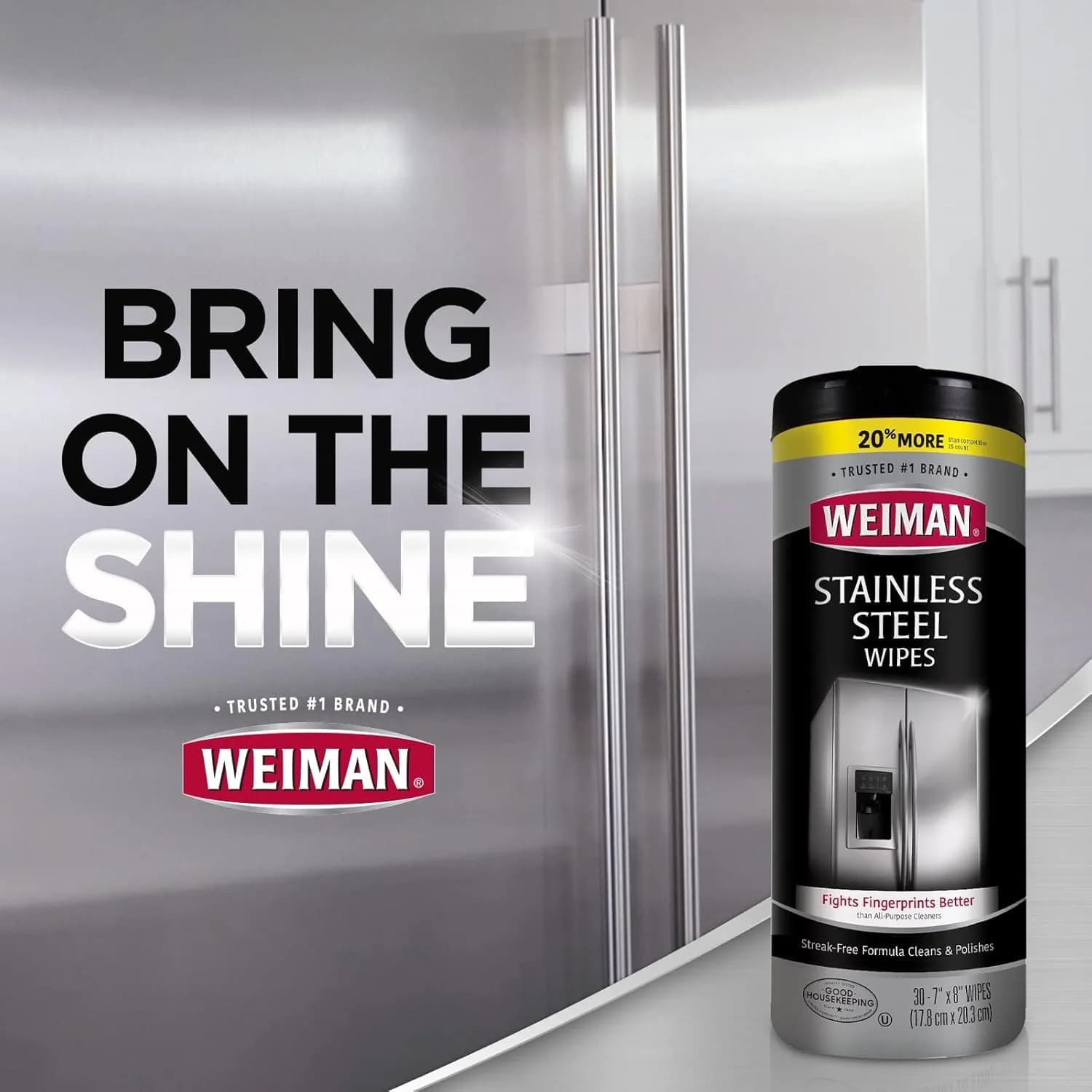 Weiman Stainless Steel Cleaning Wipes 60 Count (Pack of 2) | Removes Fingerprints & Grease - view 7
