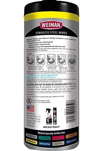 Weiman Stainless Steel Cleaning Wipes 60 Count (Pack of 2) | Removes Fingerprints & Grease thumbnail 2