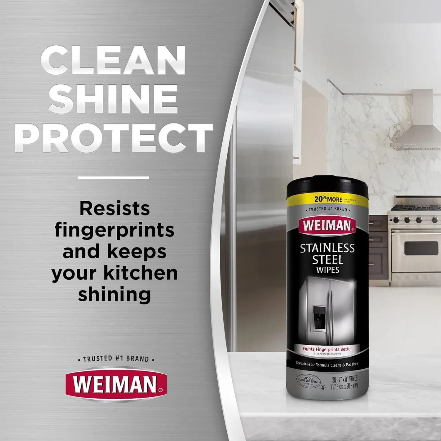 Weiman Stainless Steel Cleaning Wipes 60 Count (Pack of 2) | Removes Fingerprints & Grease - view 3