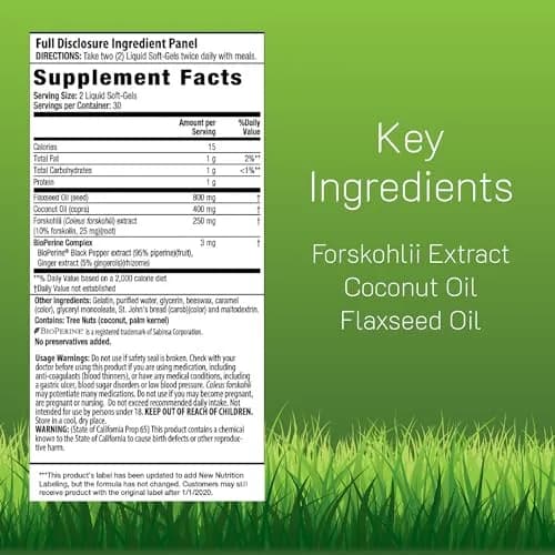 Irwin Naturals Forskolin Fat-Loss Diet Supplement 60 Softgels | Supports Metabolism & Body Composition thumbnail 2