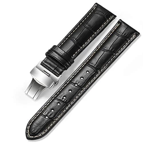 iStrap 20mm Leather Watch Band with Deployment Clasp | Classic Alligator Grain Calfskin Strap thumbnail 1