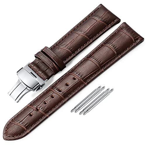 iStrap Leather Watch band -Alligator Grain Embossed Pattern Calfskin | Classic Elegant Strap for Men & Women 22mm thumbnail 1