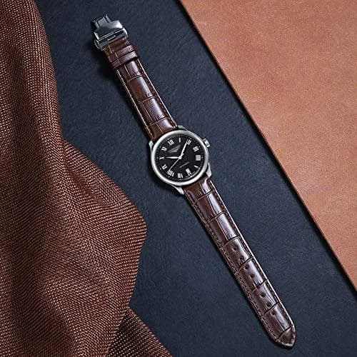 iStrap Leather Watch band -Alligator Grain Embossed Pattern Calfskin | Classic Elegant Strap for Men & Women 22mm thumbnail 2