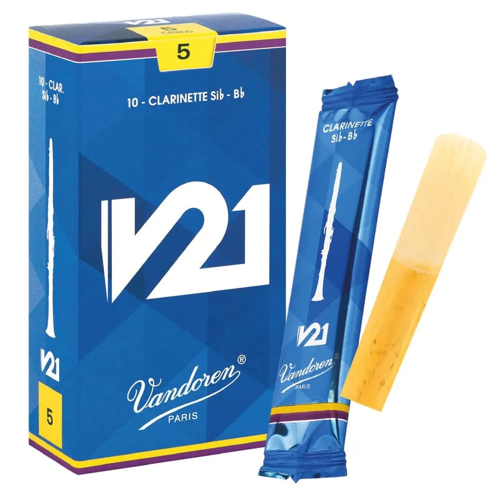Vandoren V21 Bb Clarinet Reeds Strength 5 (10 Pack) | Conical Shape & V.12 Profile for Warm Tone - main product image