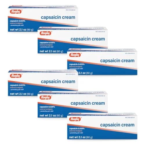 Rugby Capsaicin Cream 0.025% | Pain Relief for Muscles & Joints, 2.1 oz (60 g) (6-Pack) thumbnail 1