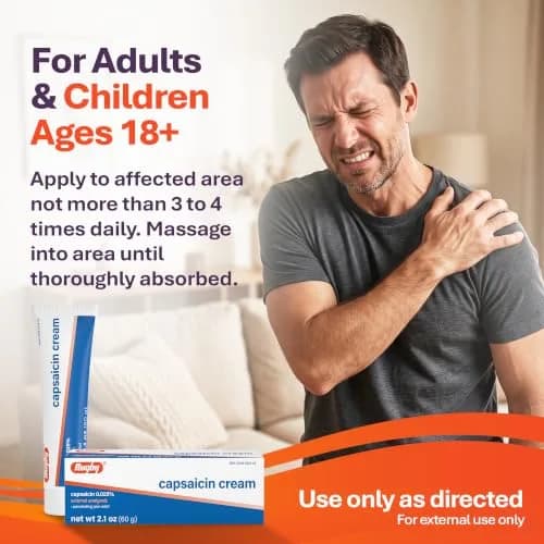 Rugby Capsaicin Cream 0.025% | Pain Relief for Muscles & Joints, 2.1 oz (60 g) (6-Pack) thumbnail 5