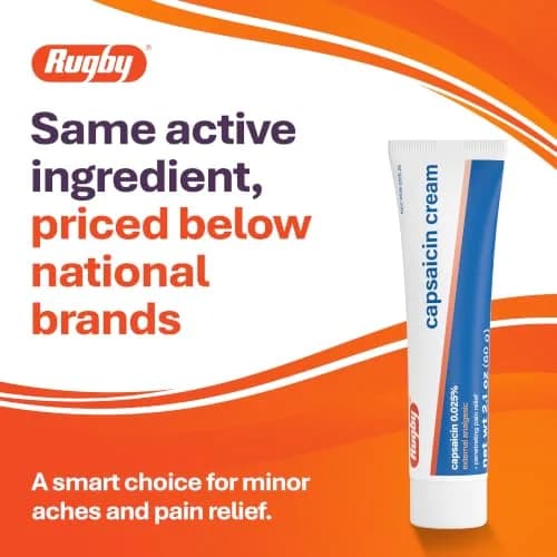 Rugby Capsaicin Cream 0.025% | Pain Relief for Muscles & Joints, 2.1 oz (60 g) (6-Pack) thumbnail 2