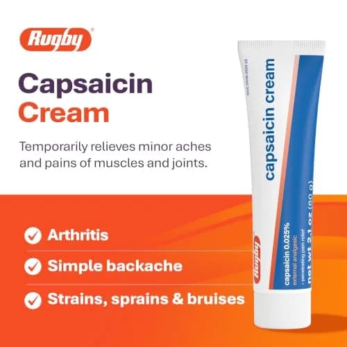 Rugby Capsaicin Cream 0.025% | Pain Relief for Muscles & Joints, 2.1 oz (60 g) (6-Pack) thumbnail 3