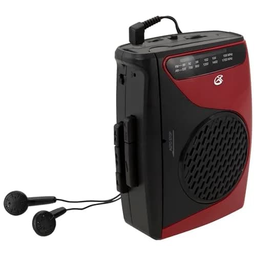 GPX Portable Cassette Player & Recorder with AM/FM Radio, Built-in Speaker, 3.5mm Jack, Red/Black (CAS337B) | Includes Earbuds & Belt Clip thumbnail 3