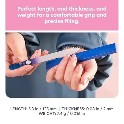 BONA FIDE BEAUTY Glass Nail File with Case (Aqua Cobalt) | Czech Handmade Fine Grit Nail Tool thumbnail 4
