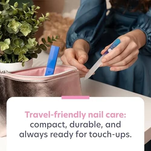 BONA FIDE BEAUTY Glass Nail File with Case (Aqua Cobalt) | Czech Handmade Fine Grit Nail Tool thumbnail 6
