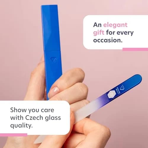 BONA FIDE BEAUTY Glass Nail File with Case (Aqua Cobalt) | Czech Handmade Fine Grit Nail Tool thumbnail 8