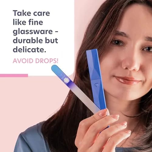 BONA FIDE BEAUTY Glass Nail File with Case (Aqua Cobalt) | Czech Handmade Fine Grit Nail Tool thumbnail 9
