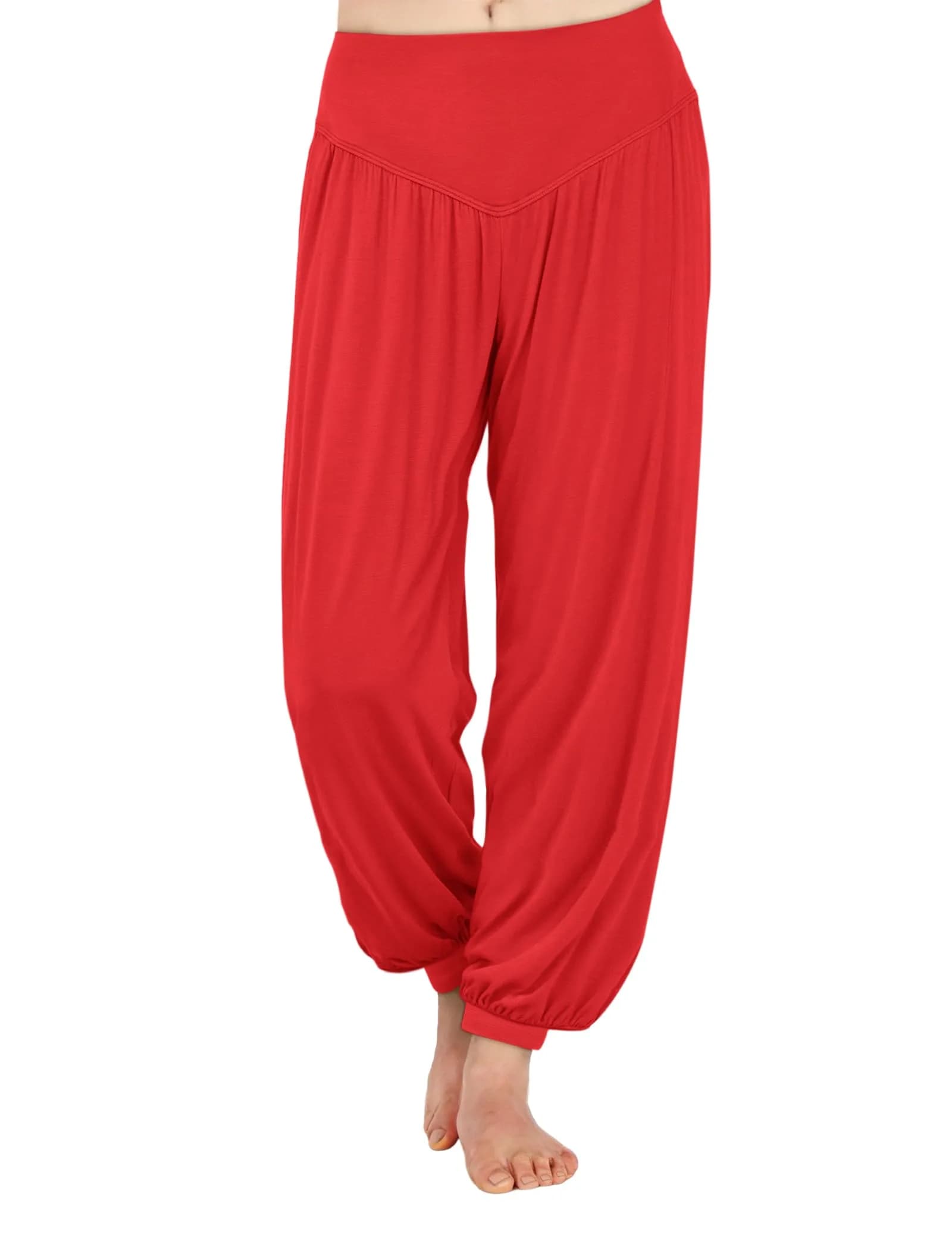 AvaCostume Womens Modal Cotton Soft Yoga Pants, L, Black | Relaxed Fit for Active & Casual Wear — Red / Medium