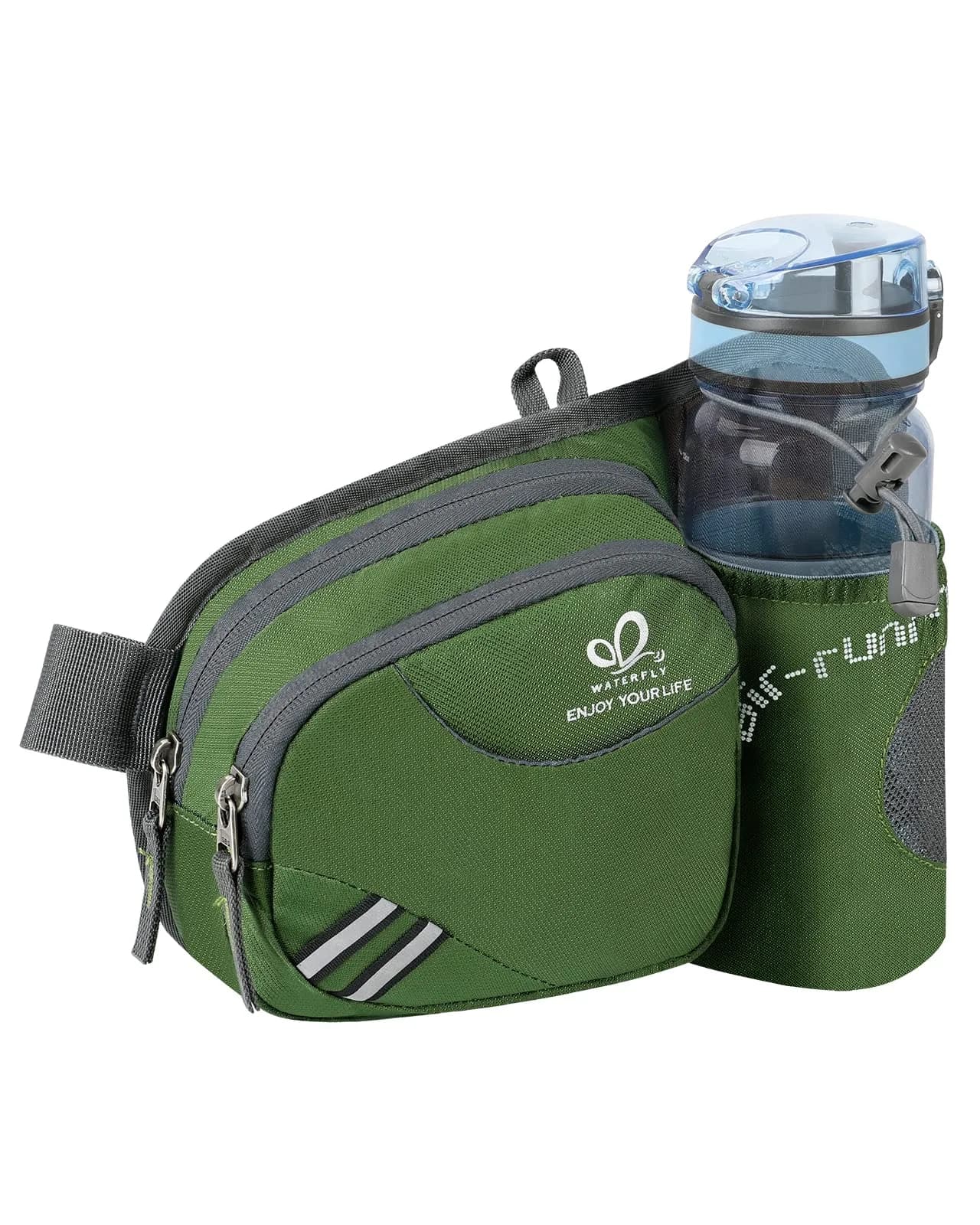 WATERFLY Fanny Pack Waist Bag | Water Bottle Holder for Running & Hiking | Water-Resistant Nylon | One Size