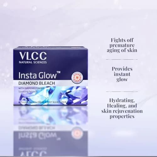 VLCC Insta Glow Diamond Bleach Cream 60gm (2.11 Oz) | Brightens & Detoxifies Skin thumbnail 5