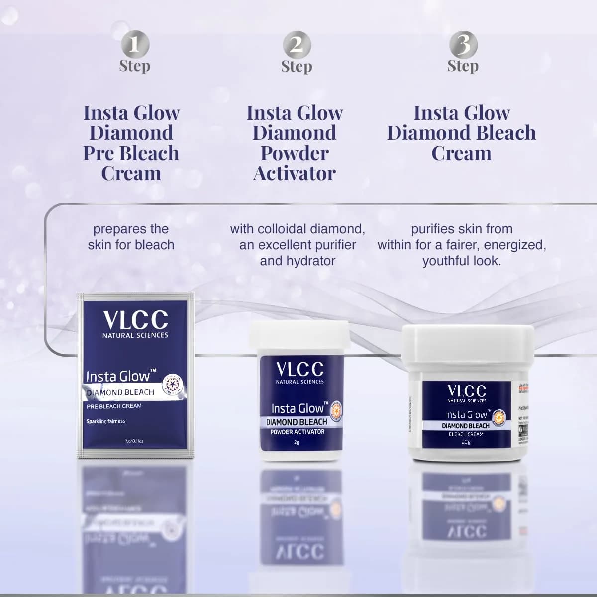VLCC Insta Glow Diamond Bleach Cream 60gm (2.11 Oz) | Brightens & Detoxifies Skin - view 6