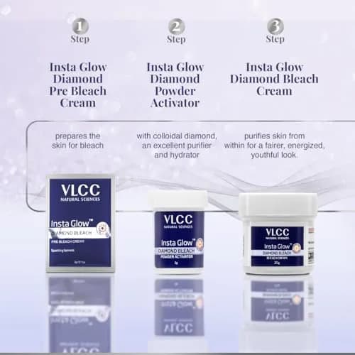 VLCC Insta Glow Diamond Bleach Cream 60gm (2.11 Oz) | Brightens & Detoxifies Skin thumbnail 6