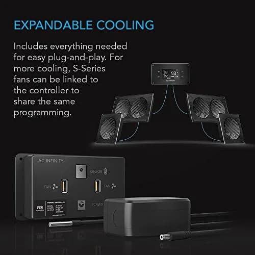 AC Infinity AIRPLATE T3 Quiet Cabinet Cooling Fan System 6" (16cm) with Smart Controller | 52 CFM Airflow, 18 dBA Noise, Dual Ball Bearings thumbnail 5