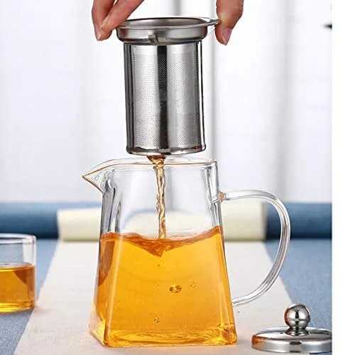 Mozentea Glass Teapot Infuser 550ml | Stove Top Safe & Removable Stainless Steel Filter thumbnail 3