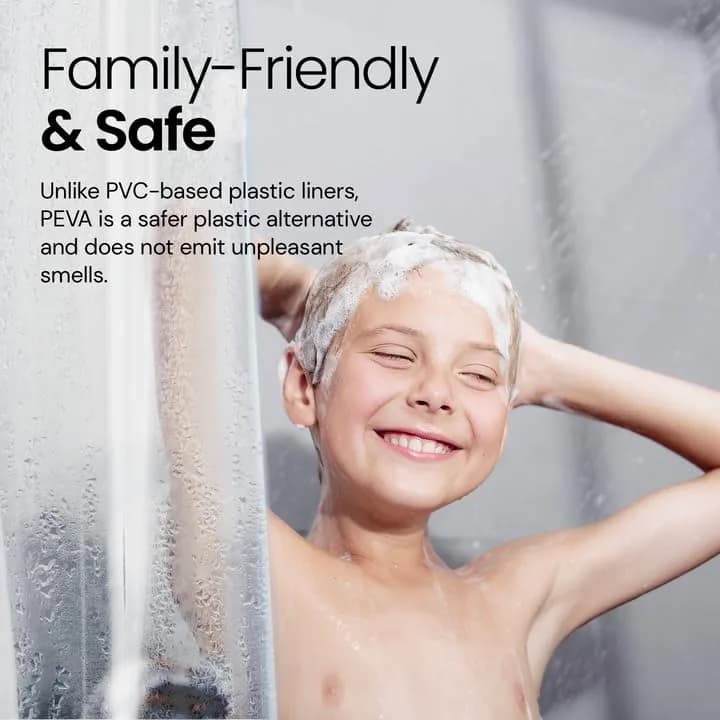 LiBa Shower Curtain PEVA 8G 72x72 Inch Waterproof Frosted | Eco-Friendly Bathroom Essential thumbnail 9
