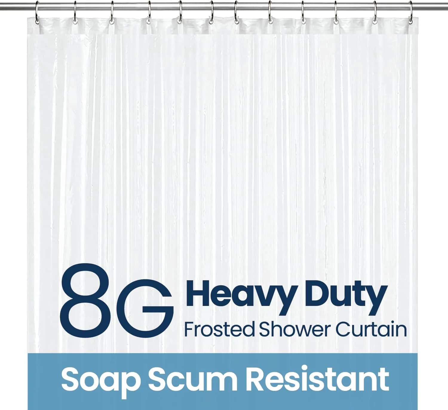 LiBa Shower Curtain PEVA 8G 72x72 Inch Waterproof Frosted | Eco-Friendly Bathroom Essential