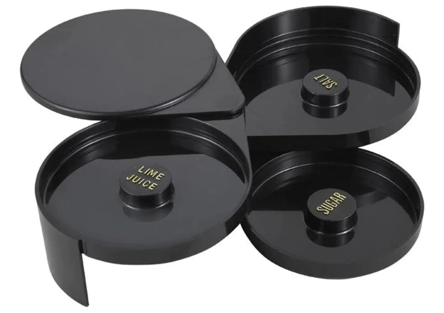 Winco Black Glass Plastic Rimmer, 3 Tier | Compact Cocktail Bar Tool for Home & Commercial Use — Black