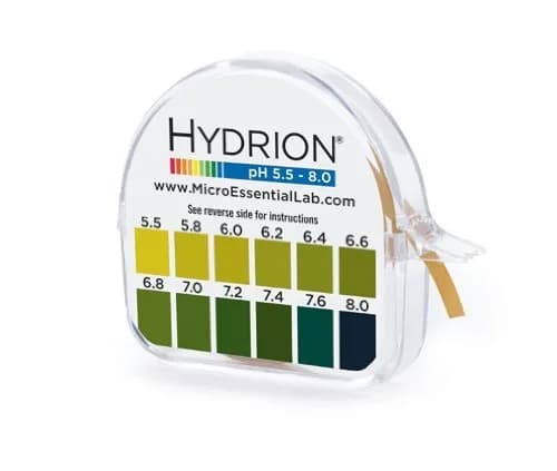 MicroEssential Hydrion pH Test Roll 4.5m (15 Ft) with Chart & Dispenser | Saliva & Urine pH 5.5-8.0 - main product image