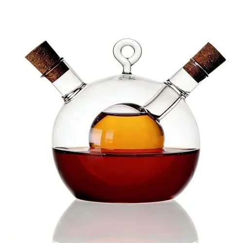 ELETON 2 in 1 Glass Oil and Vinegar Dispenser, Cruet with Ball Inner Chamber | Space-Saving Borosilicate Glass Bottle thumbnail 1