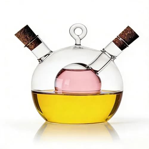ELETON 2 in 1 Glass Oil and Vinegar Dispenser, Cruet with Ball Inner Chamber | Space-Saving Borosilicate Glass Bottle thumbnail 4