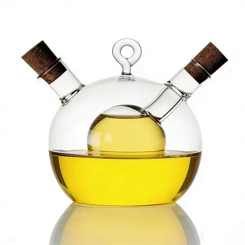 ELETON 2 in 1 Glass Oil and Vinegar Dispenser, Cruet with Ball Inner Chamber | Space-Saving Borosilicate Glass Bottle thumbnail 5