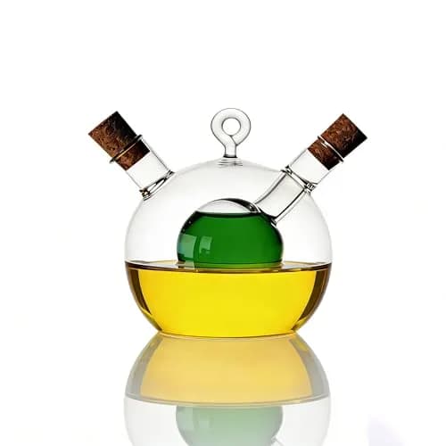 ELETON 2 in 1 Glass Oil and Vinegar Dispenser, Cruet with Ball Inner Chamber | Space-Saving Borosilicate Glass Bottle thumbnail 6