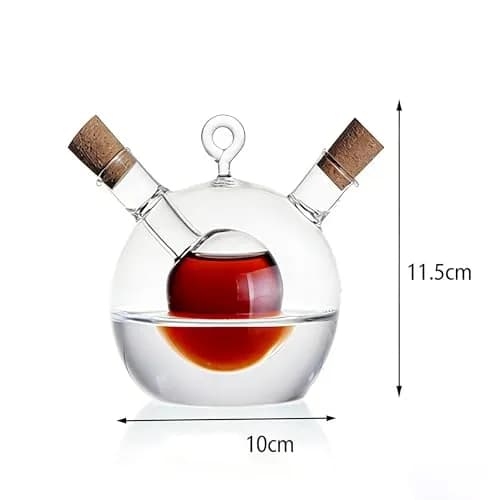 ELETON 2 in 1 Glass Oil and Vinegar Dispenser, Cruet with Ball Inner Chamber | Space-Saving Borosilicate Glass Bottle thumbnail 7
