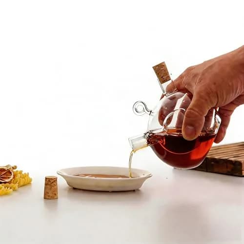 ELETON 2 in 1 Glass Oil and Vinegar Dispenser, Cruet with Ball Inner Chamber | Space-Saving Borosilicate Glass Bottle thumbnail 8