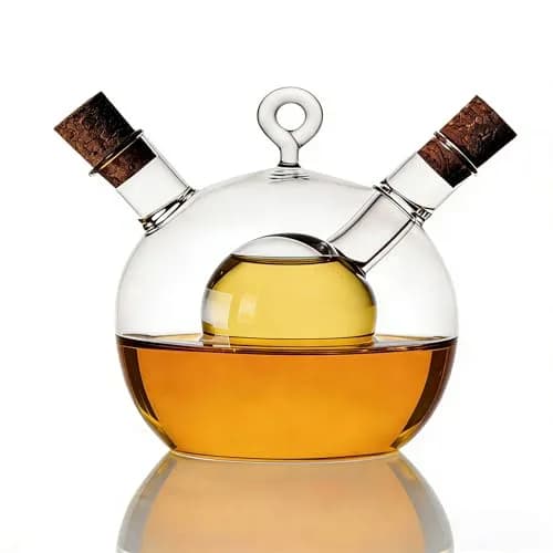 ELETON 2 in 1 Glass Oil and Vinegar Dispenser, Cruet with Ball Inner Chamber | Space-Saving Borosilicate Glass Bottle thumbnail 2