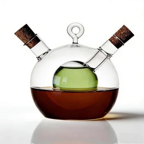 ELETON 2 in 1 Glass Oil and Vinegar Dispenser, Cruet with Ball Inner Chamber | Space-Saving Borosilicate Glass Bottle thumbnail 3