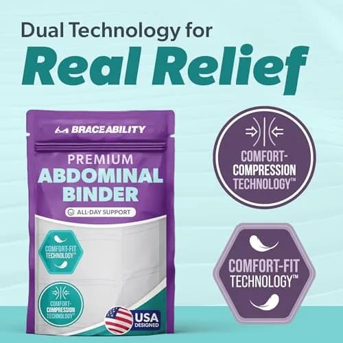 BraceAbility Plus Size Abdominal Binder 12" White | Post Surgery & Postpartum Support thumbnail 4
