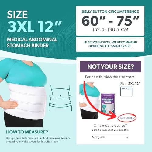 BraceAbility Plus Size Abdominal Binder 12" White | Post Surgery & Postpartum Support thumbnail 2