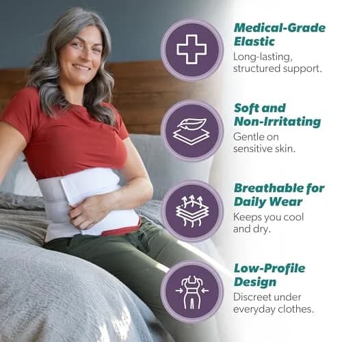 BraceAbility Plus Size Abdominal Binder 12" White | Post Surgery & Postpartum Support thumbnail 3