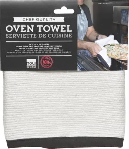 Now Designs White Oven Towel | Heavy Duty Cotton Kitchen Cloth (26x14 inches) thumbnail 1