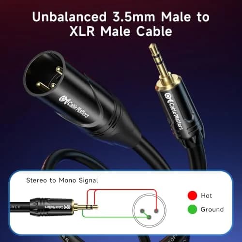 Cable Matters 3.5mm to XLR Male to Male Cable, 7.62 m (25 ft) | Professional Audio Connection thumbnail 2
