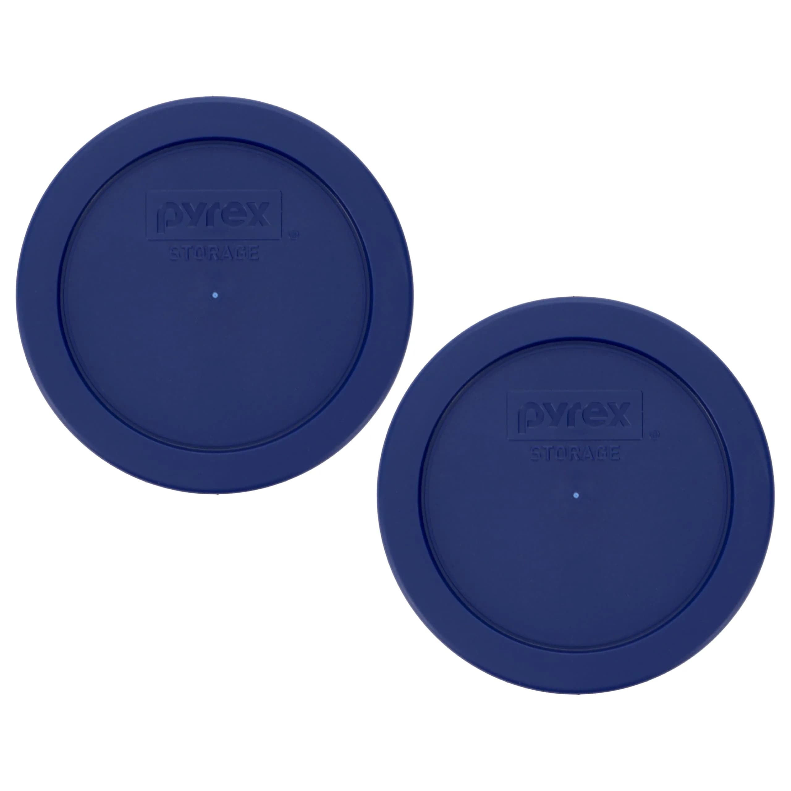 Pyrex 7200-PC Dark Blue Round Storage Lids - 2 Cup Capacity (4.75 inch Diameter) | BPA-Free Plastic, Dishwasher Safe, Resists Stains & Odors - main product image