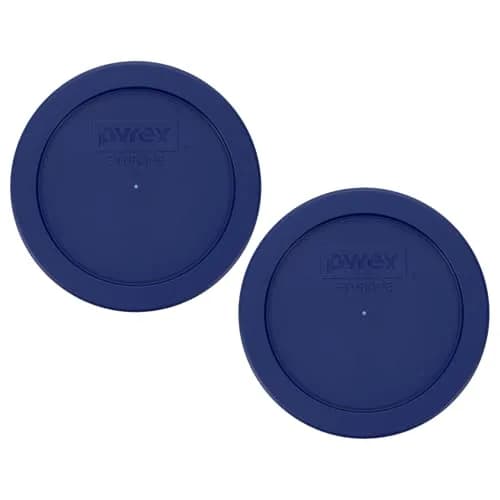 Pyrex 7200-PC Dark Blue Round Storage Lids - 2 Cup Capacity (4.75 inch Diameter) | BPA-Free Plastic, Dishwasher Safe, Resists Stains & Odors thumbnail 1