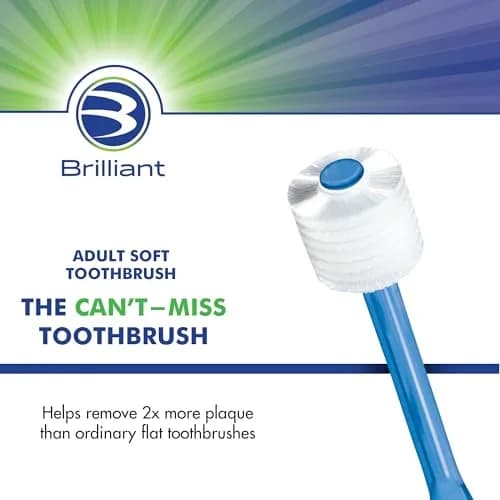 Brilliant Soft Toothbrush for Adults - with Over 15,000 360° Micro Bristles | Gentle, All-Around Clean, Blue thumbnail 2