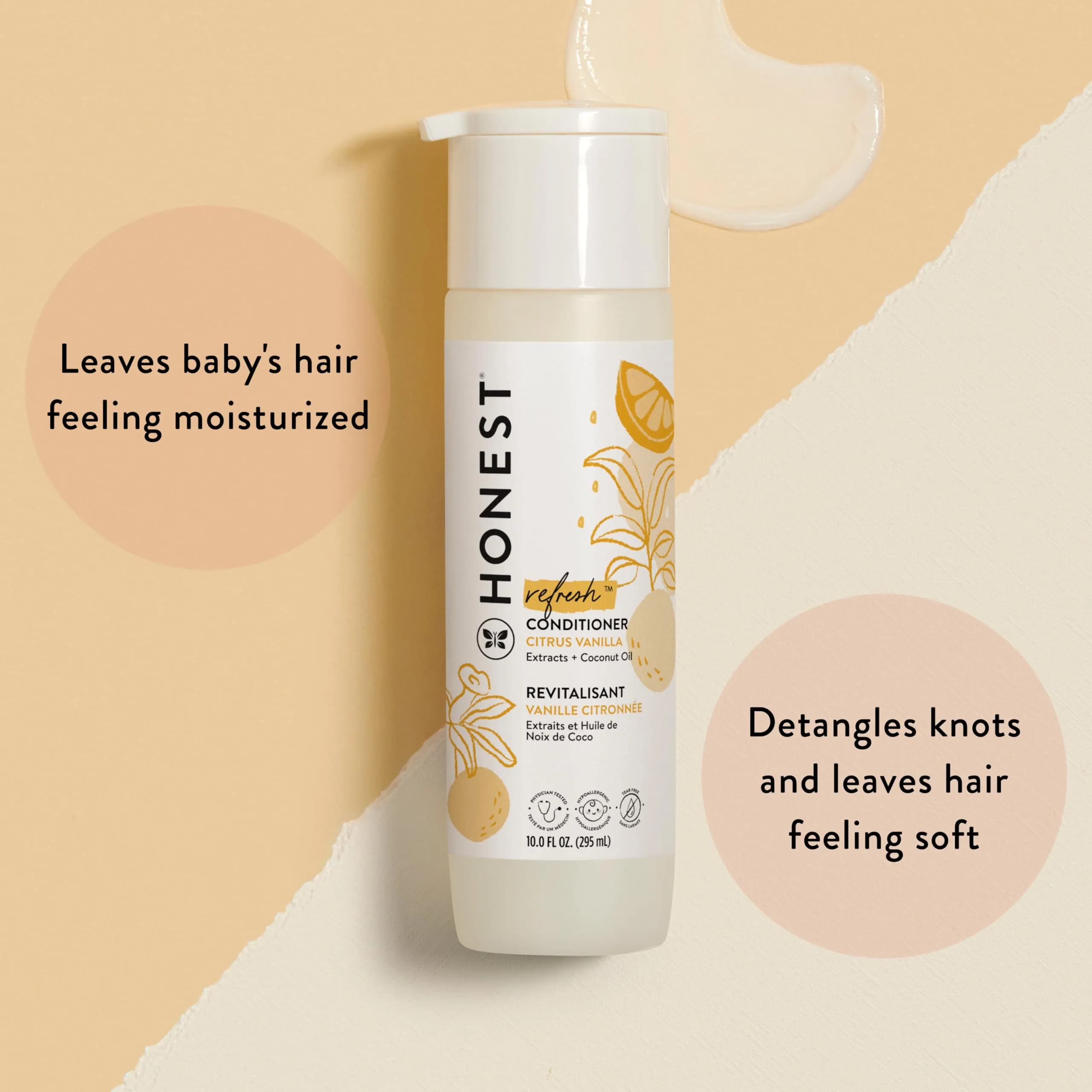 The Honest Company Silicone-Free Conditioner, Gentle Tear-Free, Hypoallergenic, Citrus Vanilla Refresh, 295ml (10 fl oz) - view 2