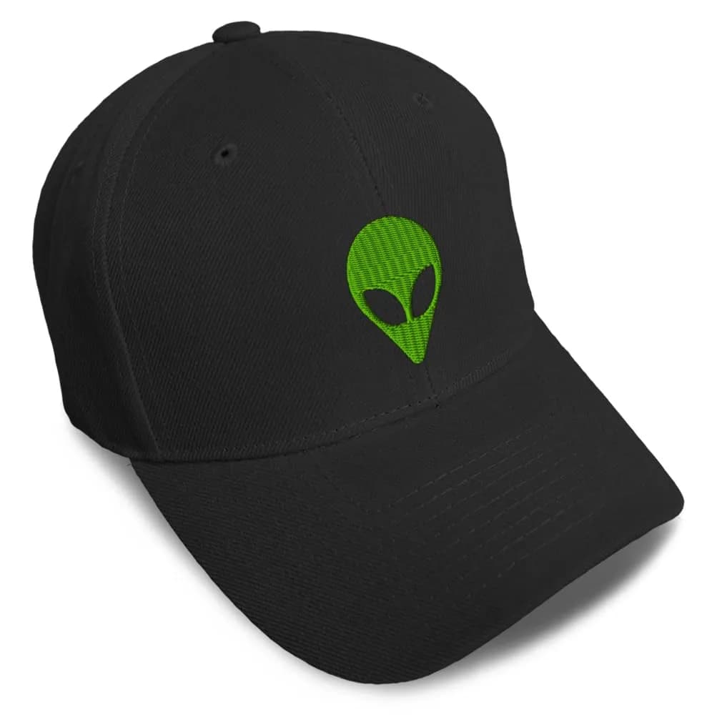 Speedy Pros Baseball Caps for Men & Women Embroidered Alien A Embroidery 6-Panel Acrylic Black | Bold Style & Comfort