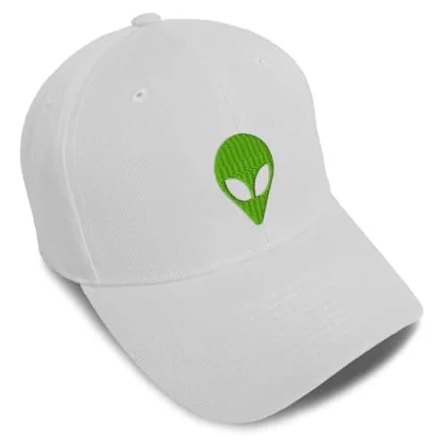 Speedy Pros Baseball Caps for Men & Women Embroidered Alien A Embroidery 6-Panel Acrylic White | Bold Alien Design thumbnail 1